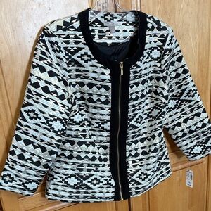 NWT Roz & Ali Women's Black Gold Cream Geometric M Blazer
